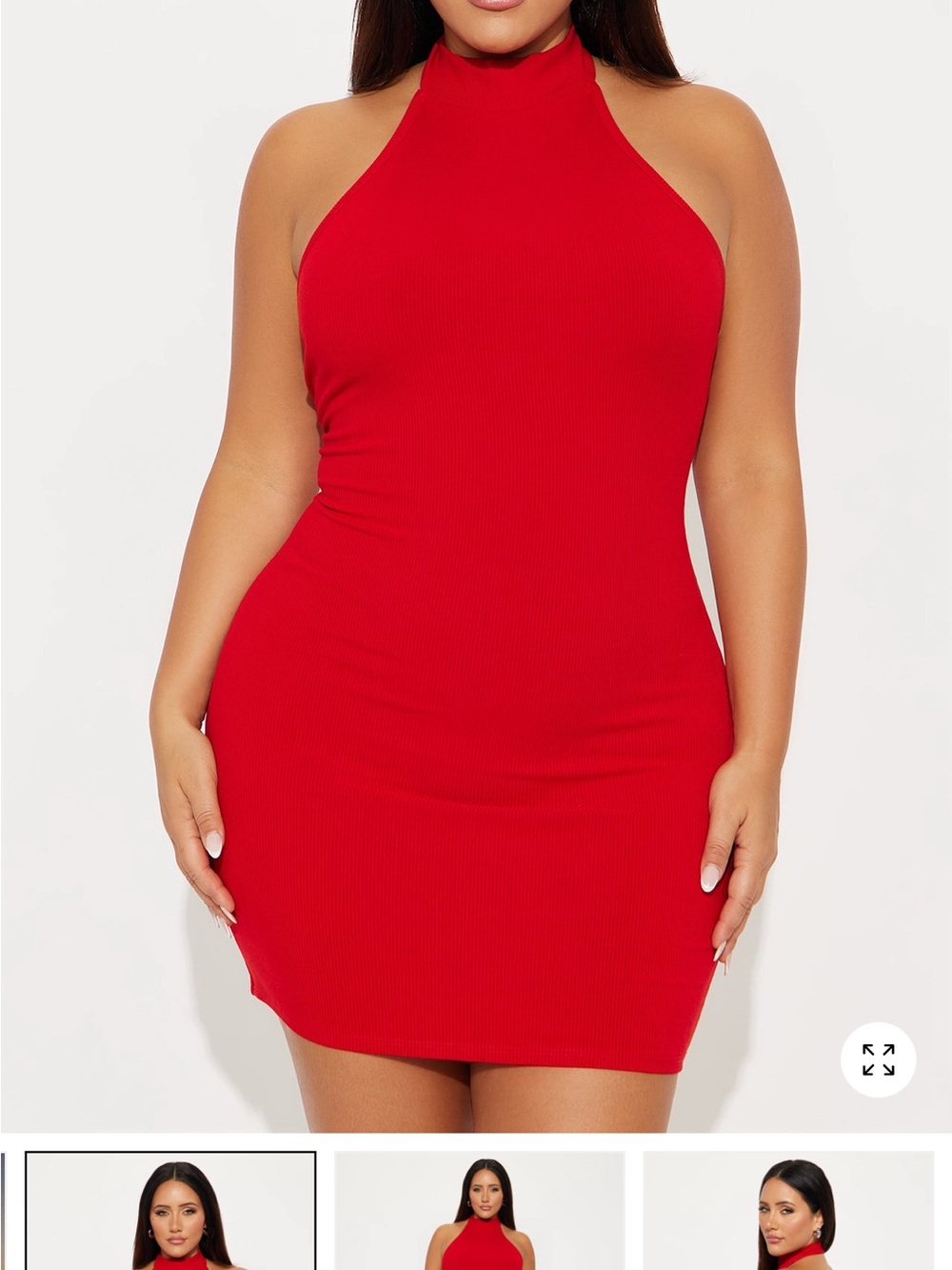 Fashion Nova Red High-Neck Sleeveless Bodycon Mini Dress